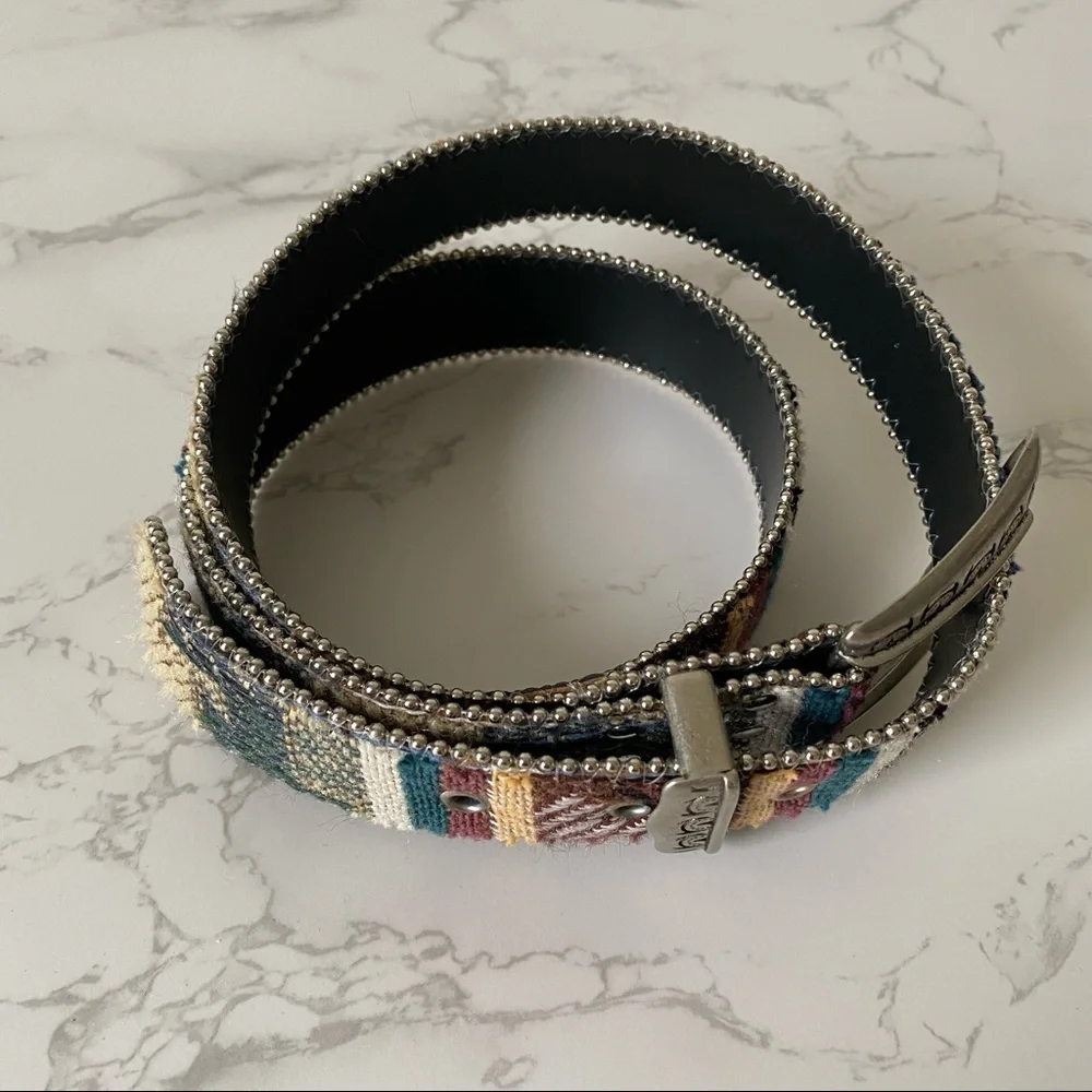 Vintage Elite | Blue Woven Fabric Tapestry Belt - Picture 7 of 11